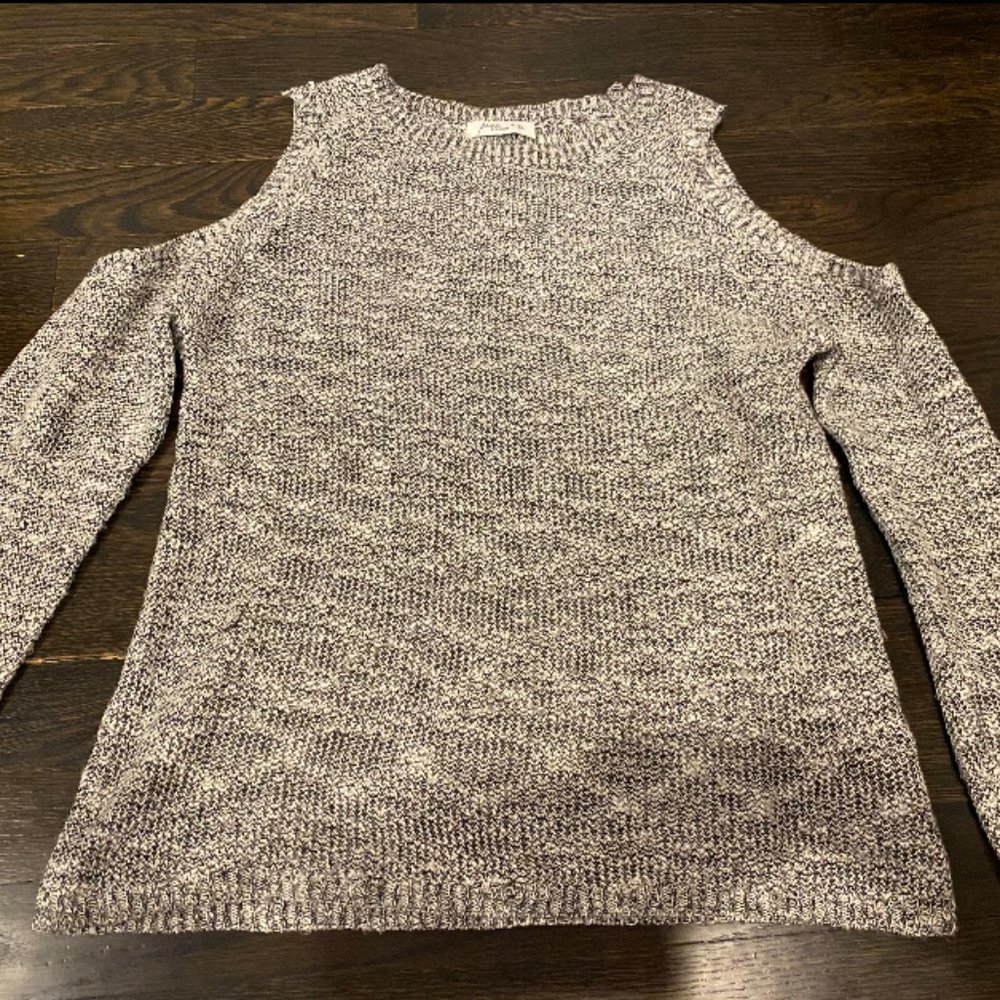 Grey heathered cold shoulder sweater